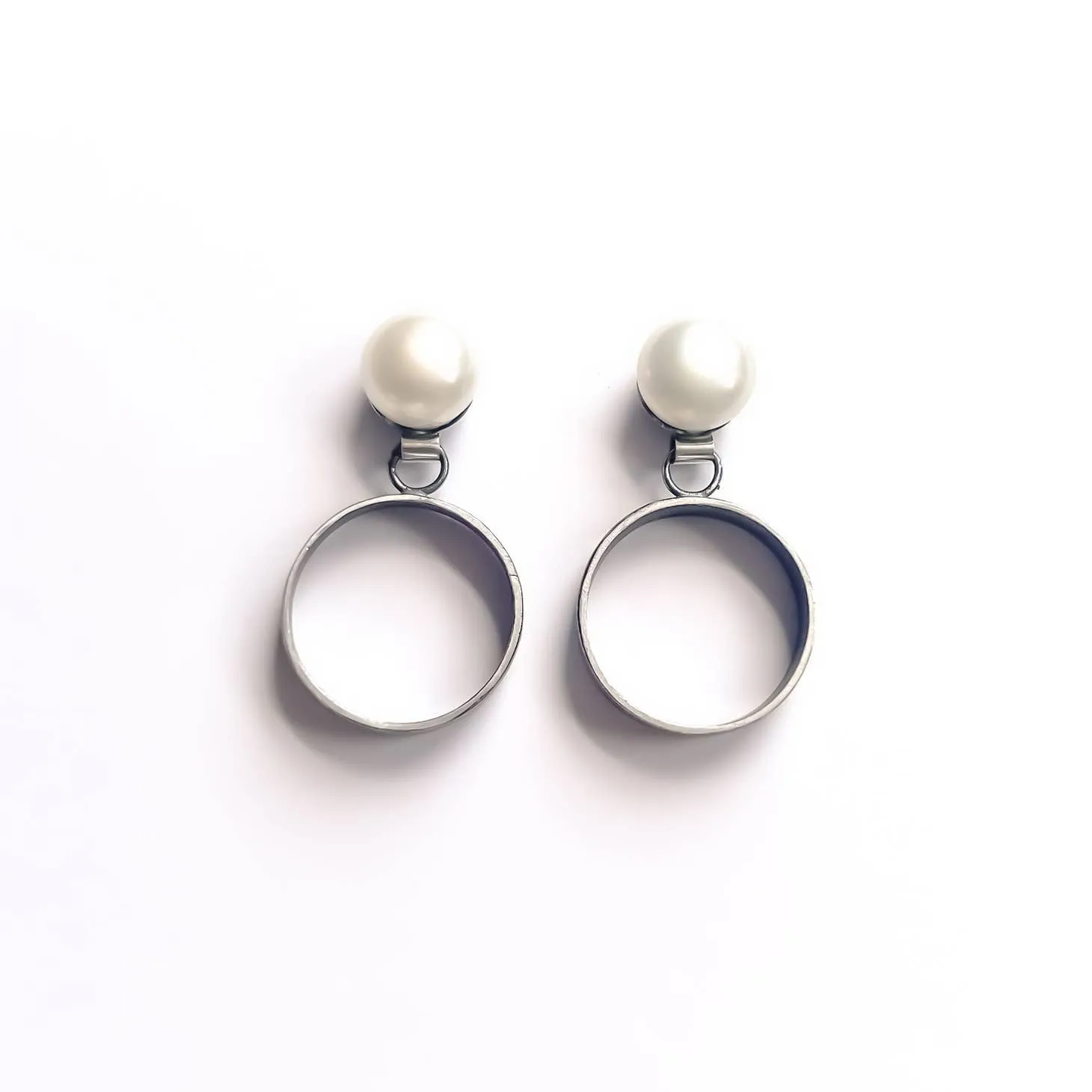 Raquel Paiz Pearl Circle Earrings